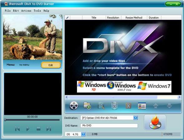 3herosoft DivX to DVD Burner 3.6.4 Build 0831 Portable